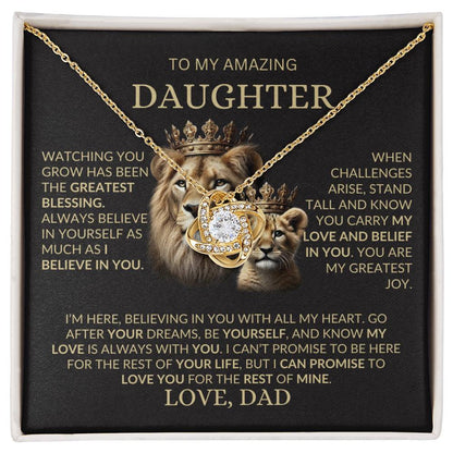To My Amazing Daughter - The Greatest Blessing- Love Knot Necklace