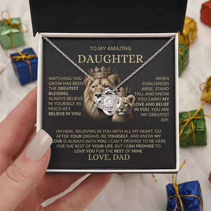 To My Amazing Daughter - The Greatest Blessing- Love Knot Necklace
